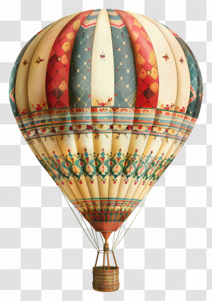 Hot Air Balloon - Vintage Hot Air Balloon With Intricate Patterns Transparent PNG