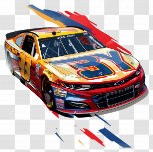 Nascar Day - Colorful High-Speed Racing Car Transparent PNG