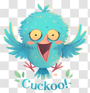 Cuckoo - Blue Cartoon Bird Saying Cuckoo Transparent PNG