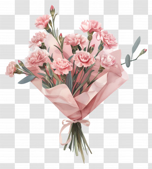 Carnations Bouquet - Beautiful Pink Carnation Flower Bouquet Transparent PNG