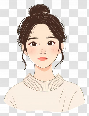 Korean Woman - Female Cartoon Portrait Drawing Transparent PNG