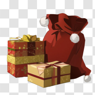 Christmas Gifts - Christmas Gifts And Santa Sack Illustration Transparent PNG