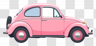 Cartoon Car - Pink Vintage Car Side View Illustration Transparent PNG