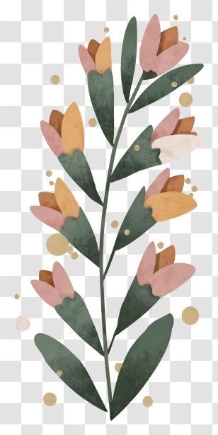 Watercolor Painting - Abstract Flowers With Leaves Transparent PNG
