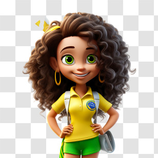 Girl
 - Cartoon Girl With Curly Hair And Green Eyes Transparent PNG