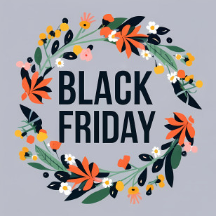 Black Friday - Black Friday Wreath With Floral Elements Transparent PNG