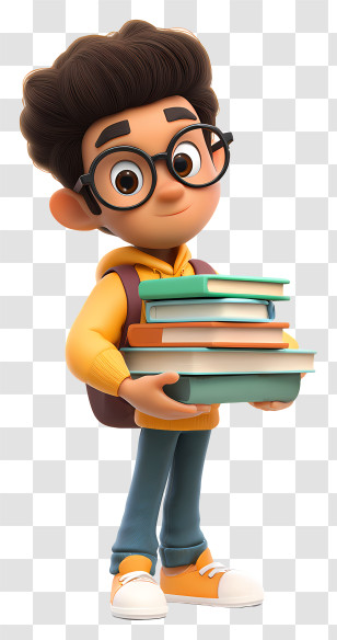Student With Books - Boy With Books In Cartoon Style Transparent PNG