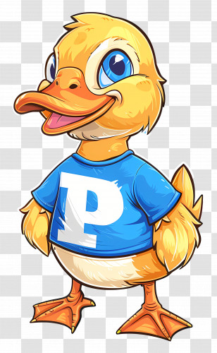 Cute Duck - Cartoon Duck Wearing A Blue T-shirt Transparent PNG