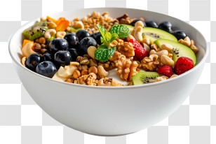Food Bowl - Healthy Fruit And Nut Bowl With Vibrant Colors Transparent PNG