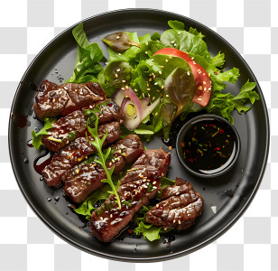 Steak - Grilled Beef Steak With Salad Plating Transparent PNG