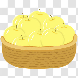 Icon - Basket Of Fresh Yellow Apples Transparent PNG