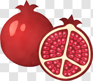 Food Elements - Fresh Pomegranate And Sliced Illustration Transparent PNG