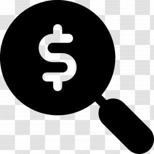 Magnifier Money - Solid Dollar Icon With Magnifying Glass Design Transparent PNG