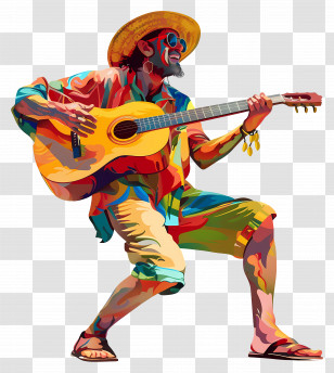 Street Performer - Colorful Guitarist Playing Music Transparent PNG