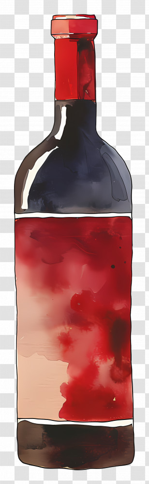 Wine Bottle - Red Wine Bottle Illustrated Transparent PNG
