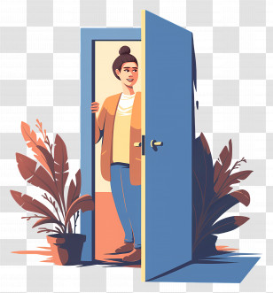 Woman Opening The Door - Woman Opening Door Transparent PNG