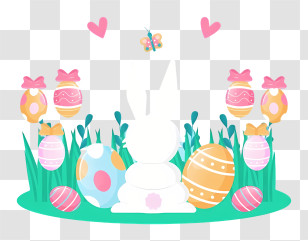 Easter Eggs - Colorful Easter Eggs And Bunny Transparent PNG