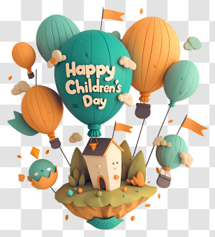 Childrens Day Background - Happy Children's Day Balloon Scene Transparent PNG