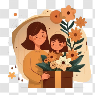 Mom And Kid
 - Mother And Child With Flowers Transparent PNG