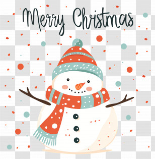Christmas Snowman - Festive Christmas Snowman With Merry Greeting Transparent PNG