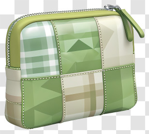 Travel Kit Pouch - Stylish Green Patchwork Bag Transparent PNG