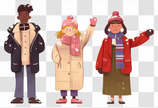 Cartoon People - People In Winter Clothes Transparent PNG