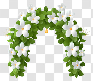 Floral Arch - White Flower Arch With Green Leaves Transparent PNG