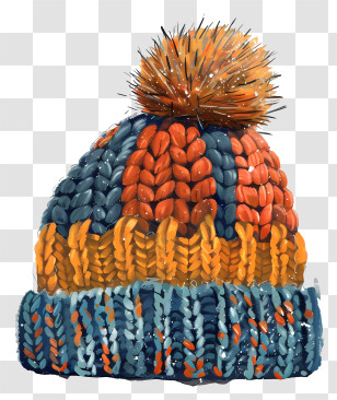 Knit Cap - Colorful Knitted Winter Hat Transparent PNG