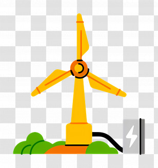 Eolic System - Yellow Wind Turbine For Renewable Energy Transparent PNG
