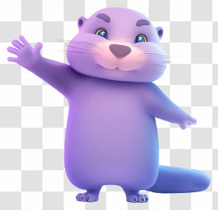 Purple Otter - Purple Cartoon Otter Waving Transparent PNG