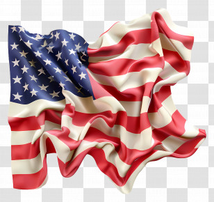 Memorial Day - Waving American Flag With Stars And Stripes Transparent PNG
