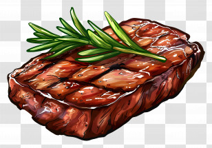 Steak - Grilled Juicy Steak With Rosemary Garnishing Transparent PNG
