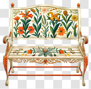 Garden Bench - Artistic Decorative Bench Transparent PNG