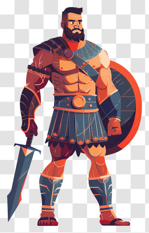 Gladiator - Cartoon Warrior With Sword And Shield Transparent PNG