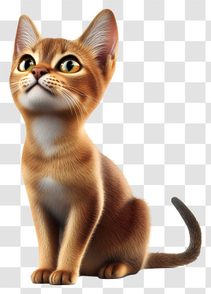 Abyssinian Cat - Cute Sitting Cat Illustration Transparent PNG