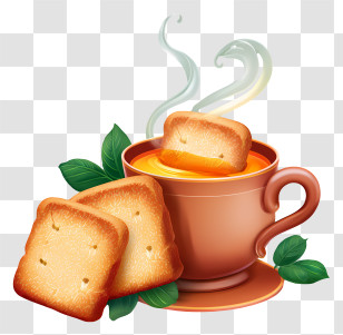 Rusk Biscuit With Tea - Warm Tea And Toast Transparent PNG