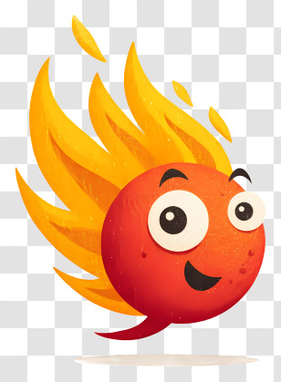 Fireball - Flaming Cartoon Ball With Face Transparent PNG