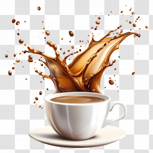 Coffee Splash - Coffee Splash In White Cup Transparent PNG