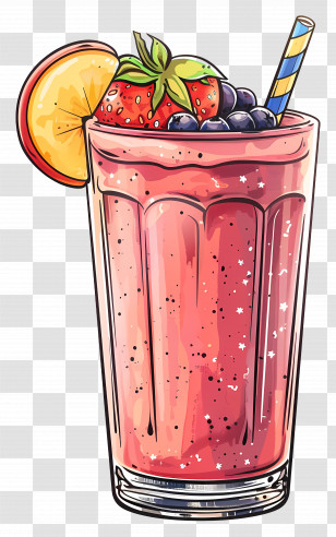 Smoothie - Berry Smoothie Glass Illustration Transparent PNG