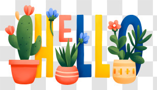 Hello - Hello Text With Plant Elements Transparent PNG