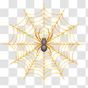 Spider Web - Spider On Golden Web Transparent PNG