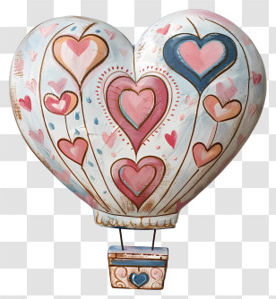 Hot Air Balloon - Decorative Heart-Shaped Balloon Illustration Transparent PNG