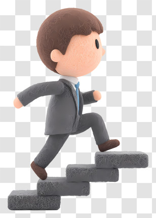 Boy Climbing Stairs - Businessman Climbing Stairs In Cartoon Style Transparent PNG