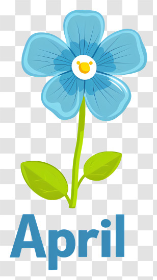 Hello April - Blue Flower Illustration Representing April Transparent PNG