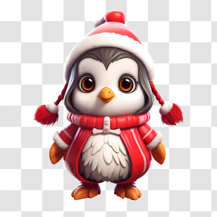 Christmas Penguin - Cute Cartoon Penguin In Winter Outfit Transparent PNG