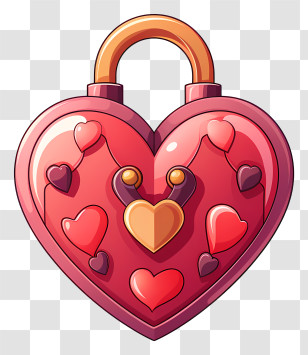 Key - Heart-Shaped Padlock With Decorations Transparent PNG