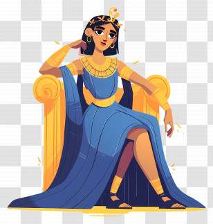 Egyptian Queen - Cartoon Queen Sitting On Throne Transparent PNG
