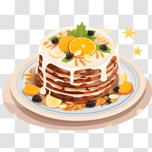 Christmas Pudding - Stacked Pancakes With Fruit Toppings For Breakfast Transparent PNG
