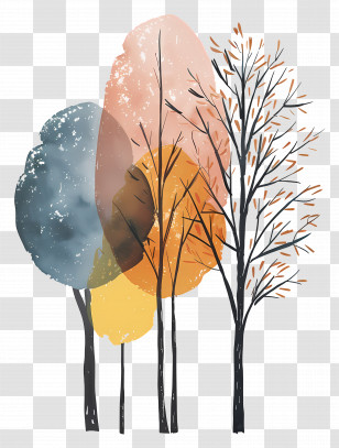 Trees - Watercolor Autumn Trees Illustration Transparent PNG