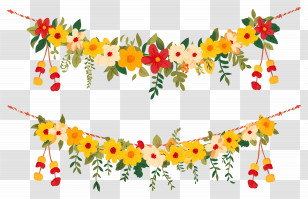 Indian Flower Garland - Yellow And Red Floral Garlands For Festive Decor Transparent PNG